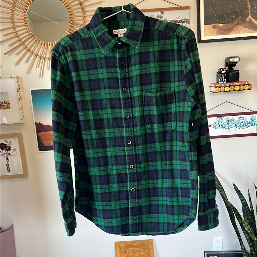 MERONA Men's Long Sleeve Button Up Flannel - Size M